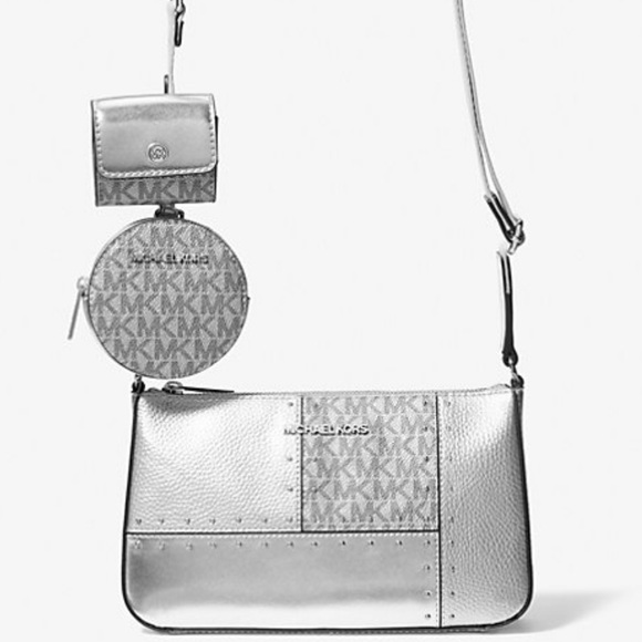 Michael Kors Jet Set Travel Small Metallic Patchwork Signature Logo Crossbody - Picture 3 of 16